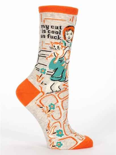 Blue Q Women's Crew Socks | My Cat is Cool